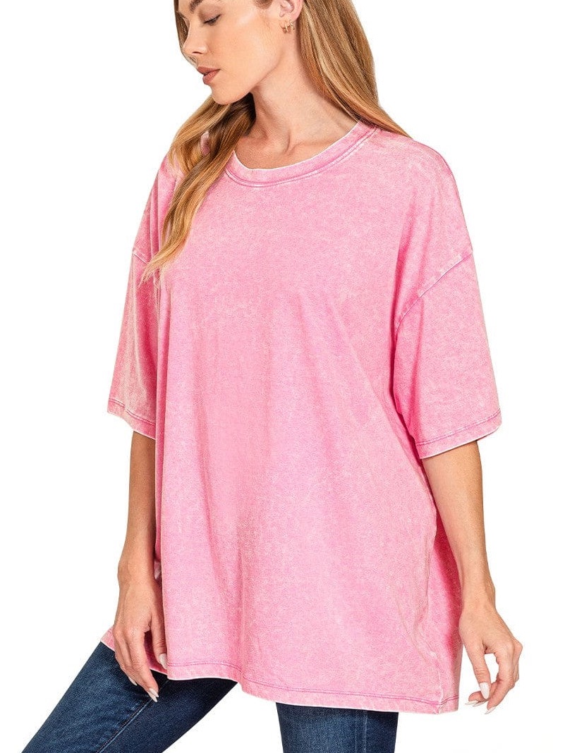 Zenana Acid Wash Oversized Tee
